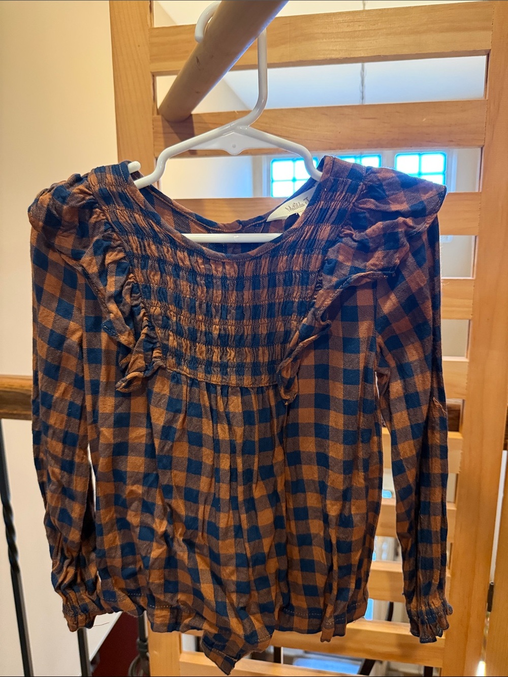 Matilda Jane Navy & Brown Plaid Smocked Top